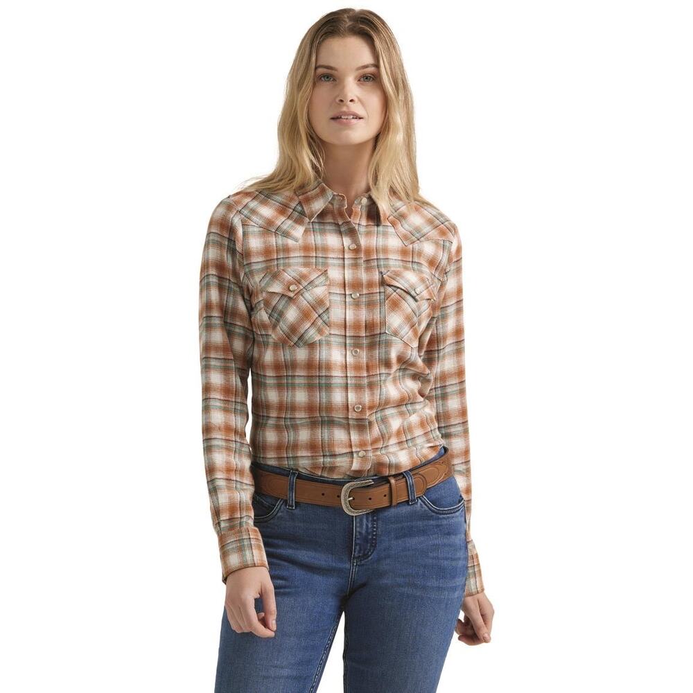 Wrangler Women's Essential Long Sleeve Plaid Western Flannel Size XXL Cowgirl